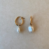Small Keshi Pearl Gold Hoop 9ct
