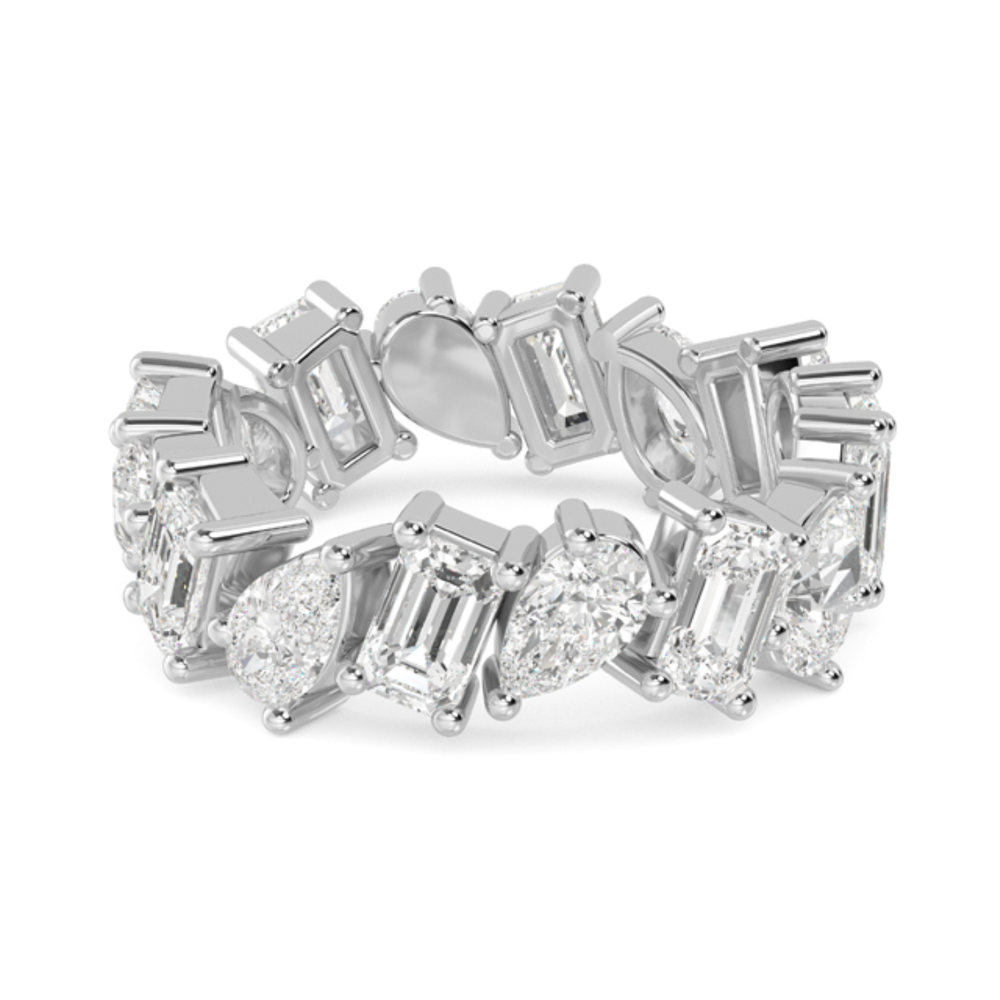 Takao Fancy Cut Eternity Ring with alternating pear and emerald cut lab-grown diamonds totalling approx. 4.20ctw, crafted in 18ct gold.