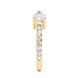 Tasman Open Pear Band with two lab-grown pear cut diamonds and round brilliant accents in 18ct gold, open band design, 1.28ctw total side view.