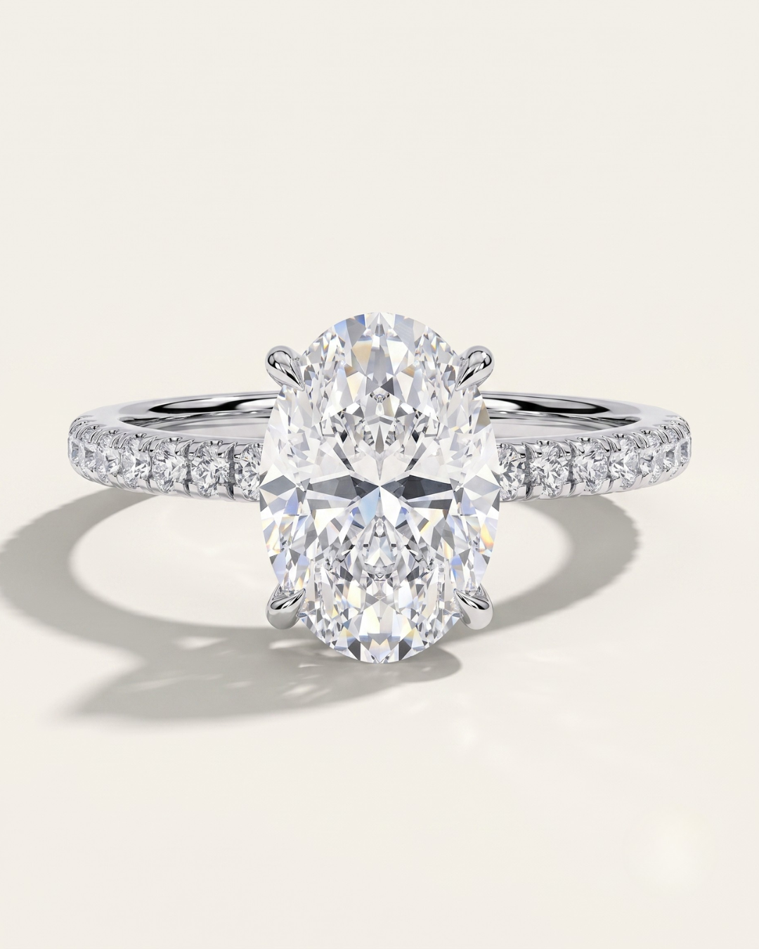 Front view of the MOHSTEN Aspen oval diamond engagement ring in 18ct yellow gold showcasing the elongated oval brilliant centre stone and clean four-claw basket setting.