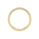 Gold ring with small diamonds on a white background