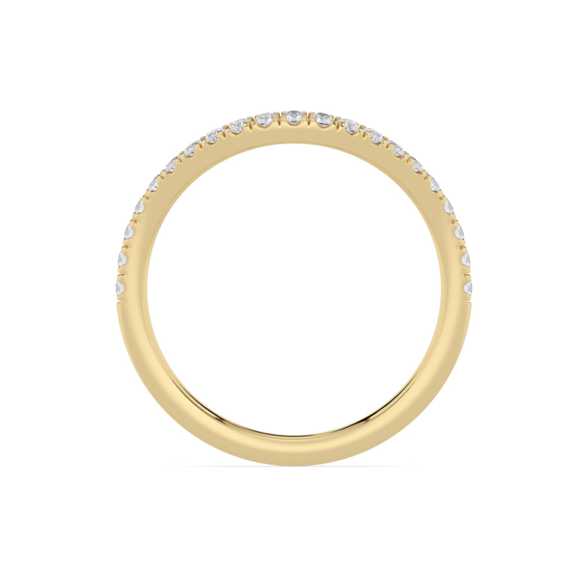 Gold ring with small diamonds on a white background