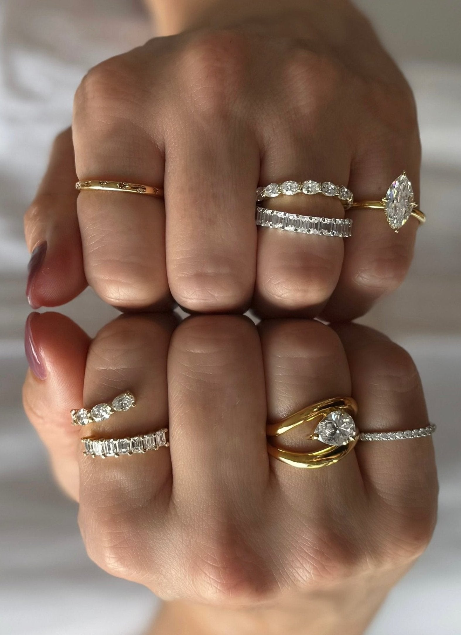 Diamond rings on knuckles showcase by MOHSTEN Jewellery