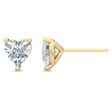 Front view of Como Heart Cut Diamond Stud Earrings in 18ct yellow gold, displayed side by side on white background