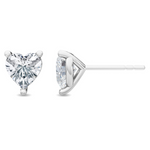 Front view of Como Heart Cut Diamond Stud Earrings in 18ct white gold, displayed side by side on white background
