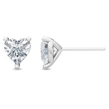 Front view of Como Heart Cut Diamond Stud Earrings in 18ct white gold, displayed side by side on white background
