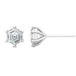 Front view of Como Hexagon Diamond Stud Earrings in 18ct white gold, showing geometric symmetry.