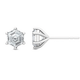 Front view of Como Hexagon Diamond Stud Earrings in 18ct white gold, showing geometric symmetry.
