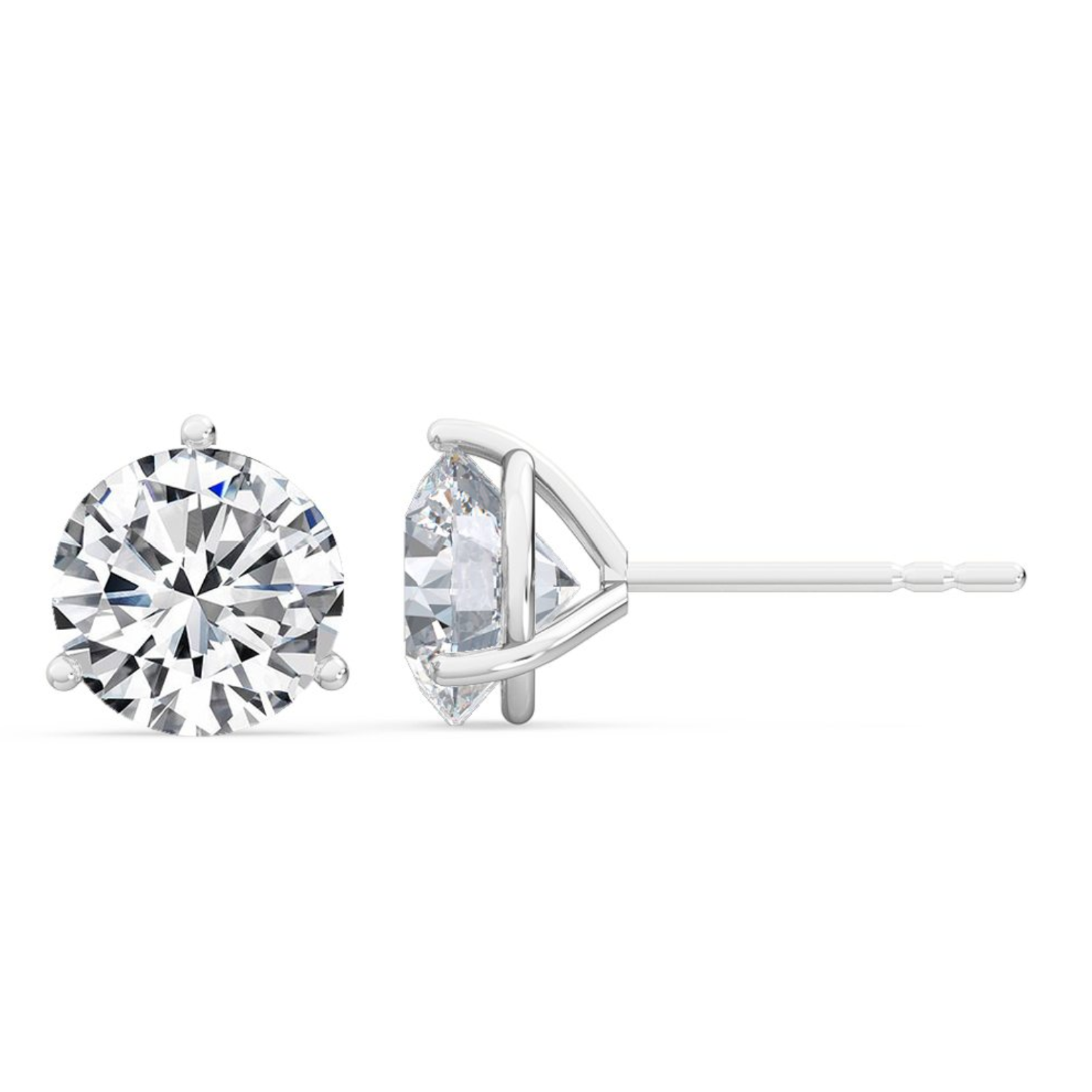 como three claw diamond earring white gold