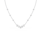 1.94 ct Emerald and Round Diamond Necklace with claw-set stones on fine 18 ct gold chain, shown on white background