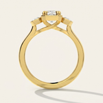 Side profile architectural view of the MOHSTEN Duval engagement ring highlighting the low-profile setting and tapered cathedral band design.