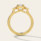 Side profile architectural view of the MOHSTEN Duval engagement ring highlighting the low-profile setting and tapered cathedral band design.