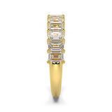 Emerald Cut Diamond Band in 18ct Yellow Gold with lab grown emerald cut diamonds, shared claw setting side view