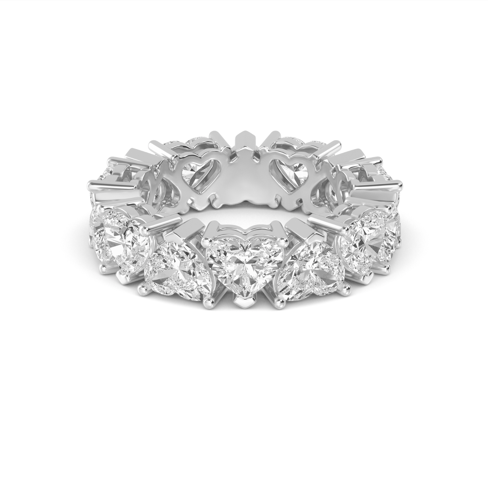 Hallasan Heart Cut Diamond Eternity Ring with approx. 7.00ctw lab-grown heart cut diamonds in an alternating double gallery setting, crafted in 18ct white gold.

