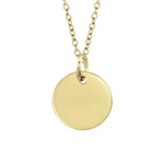 9ct Yellow Gold Mini Engravced Disc Pendant Necklace with Personalised Initial