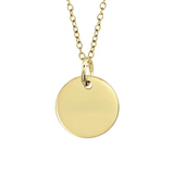 9ct Yellow Gold Mini Engravced Disc Pendant Necklace with Personalised Initial