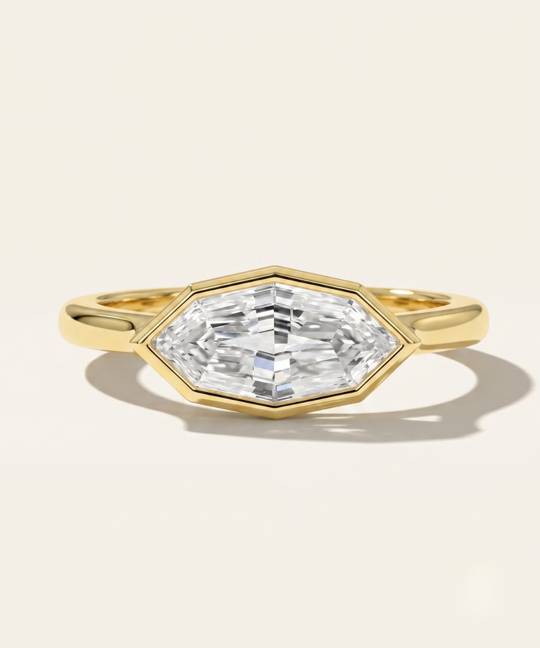 MOHSTEN Baltic east-west marquise diamond engagement ring in 18ct yellow gold.