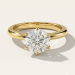 MOHSTEN Jaipur round diamond solitaire engagement ring in 18ct yellow gold showcasing a premium round brilliant centre stone in a minimalist signature 6-prong setting