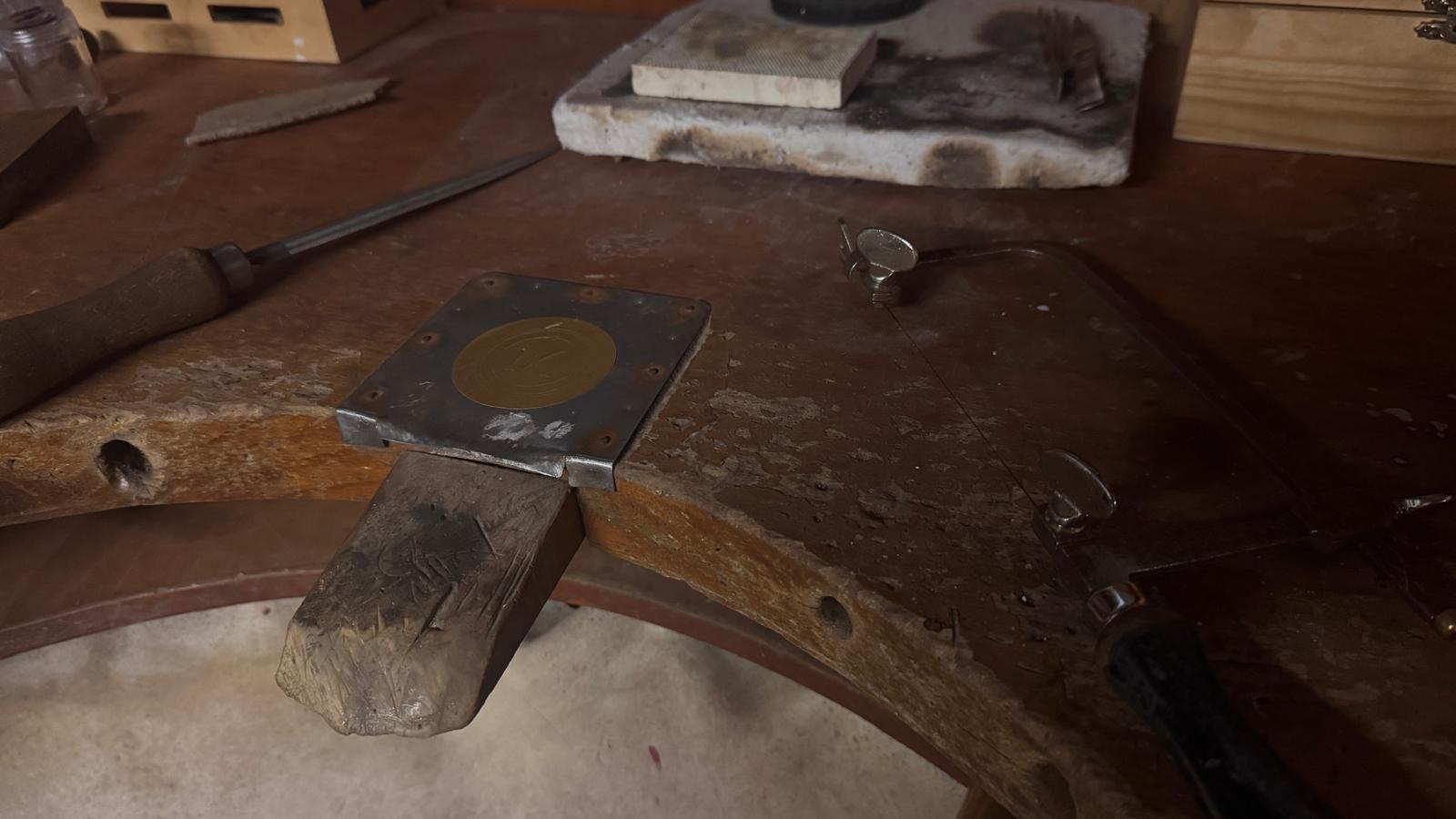 MOHSTEN Jewellery bench photo. Concious jewellery making.