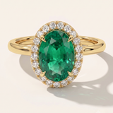 Nevada  | Oval Halo Emerald Engagement Ring
