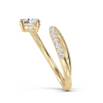 Side profile view of the Sargasso Oval Wrap ring highlighting the unique floating setting and curved bands.