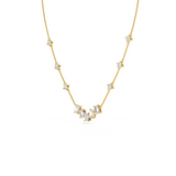 1.94 ct Emerald and Round Diamond Necklace with claw-set stones on fine 18 ct gold chain side view