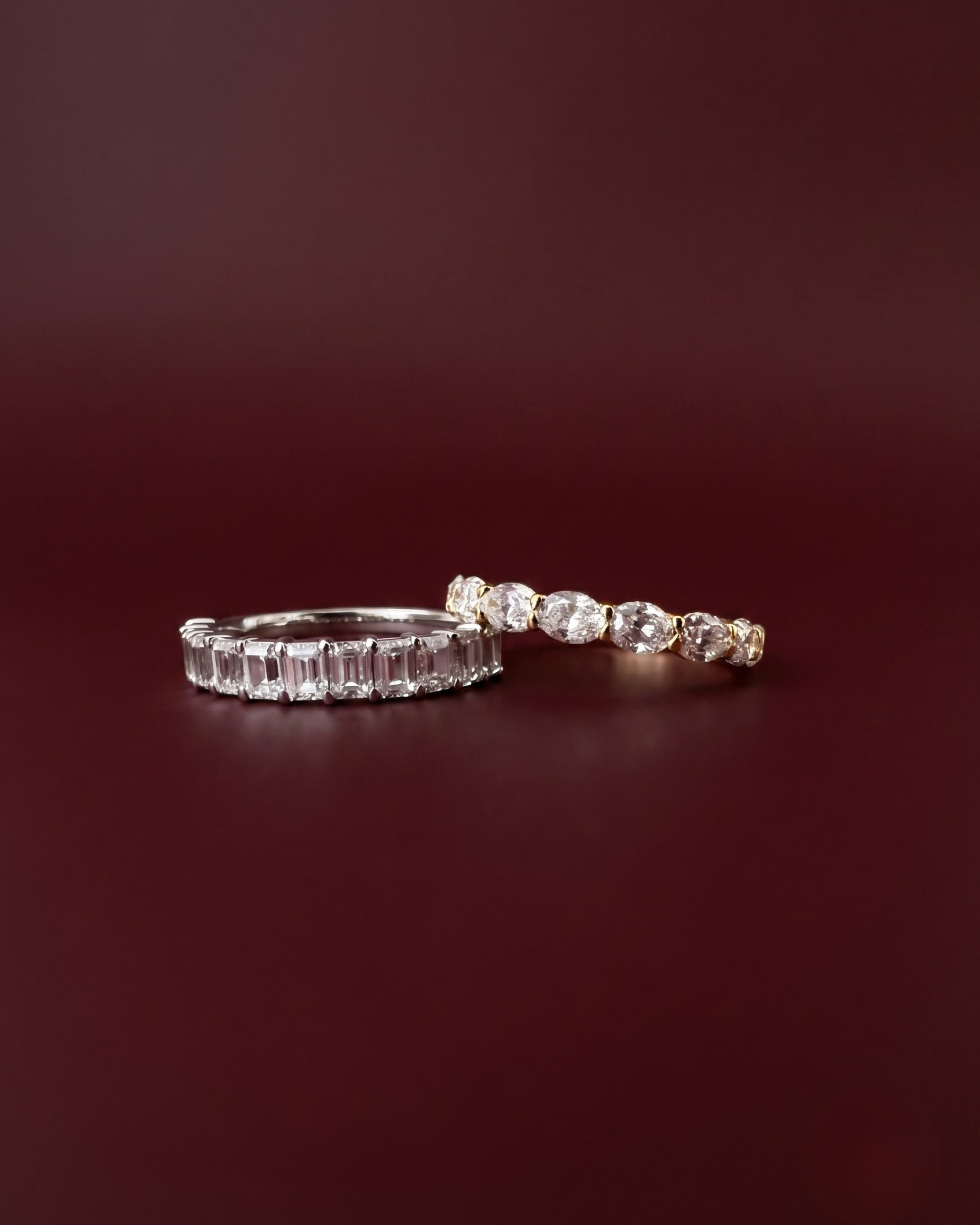 MOHSTEN Wedding rings for collection emerald cut and east west oval
