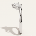 white gold wishbone pear diamond wedding ring side view