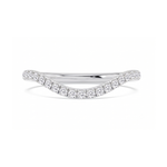 Silver ring with small diamonds on a white background