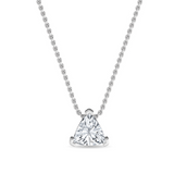 1.00 ct trillion-cut diamond necklace in three-claw setting on 18 ct white gold chain against white background